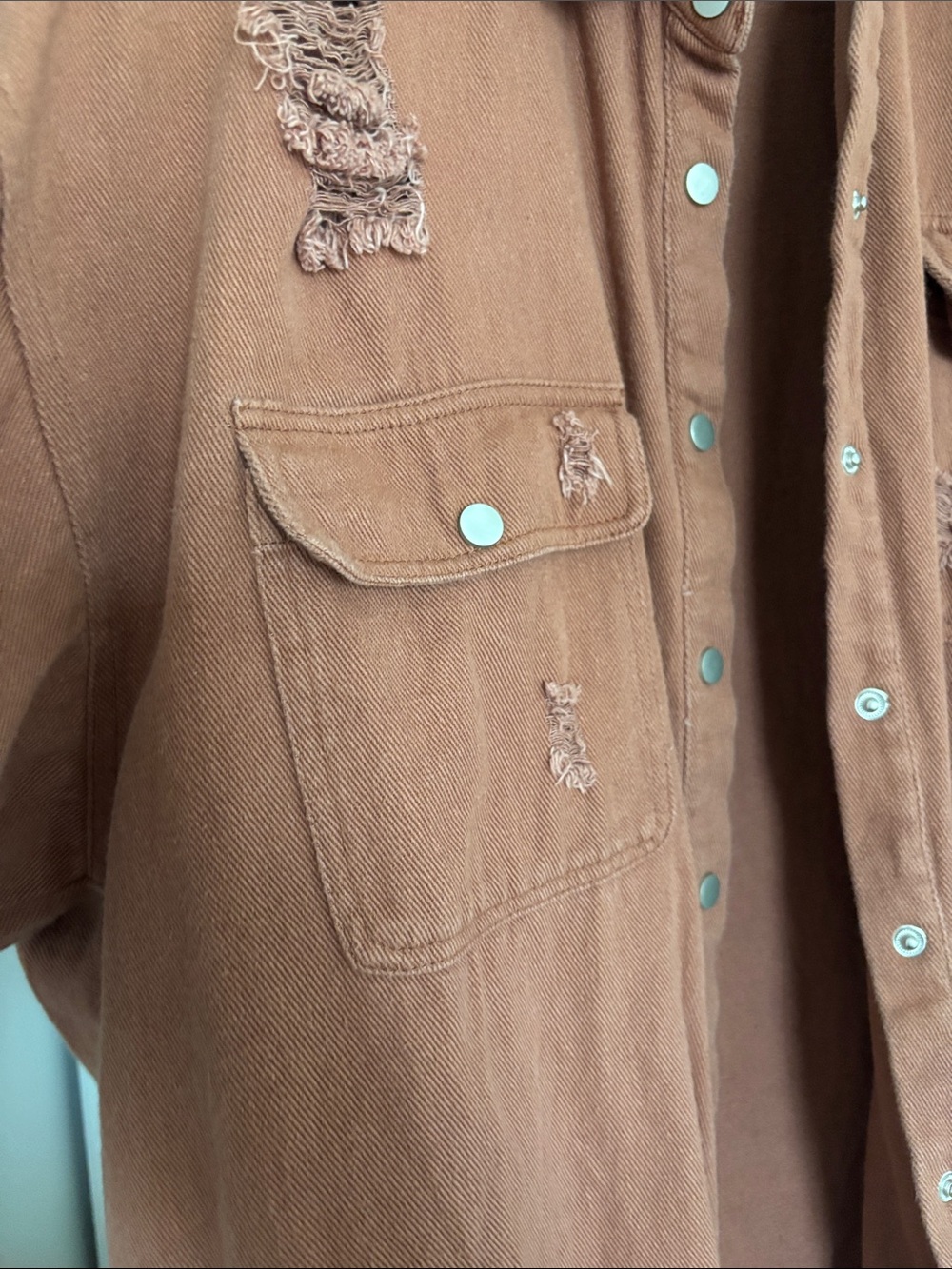 Distressed Rust Button-Up Shacket - Picture 2 of 3